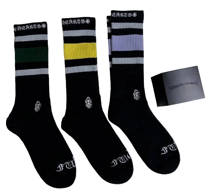 Chrome Hearts Striped Socks (Pack Of 3)