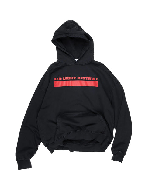 Alexander Digenova Red Light
Zone Crack Print Washed
Distressed Hoodie Sweatshirt