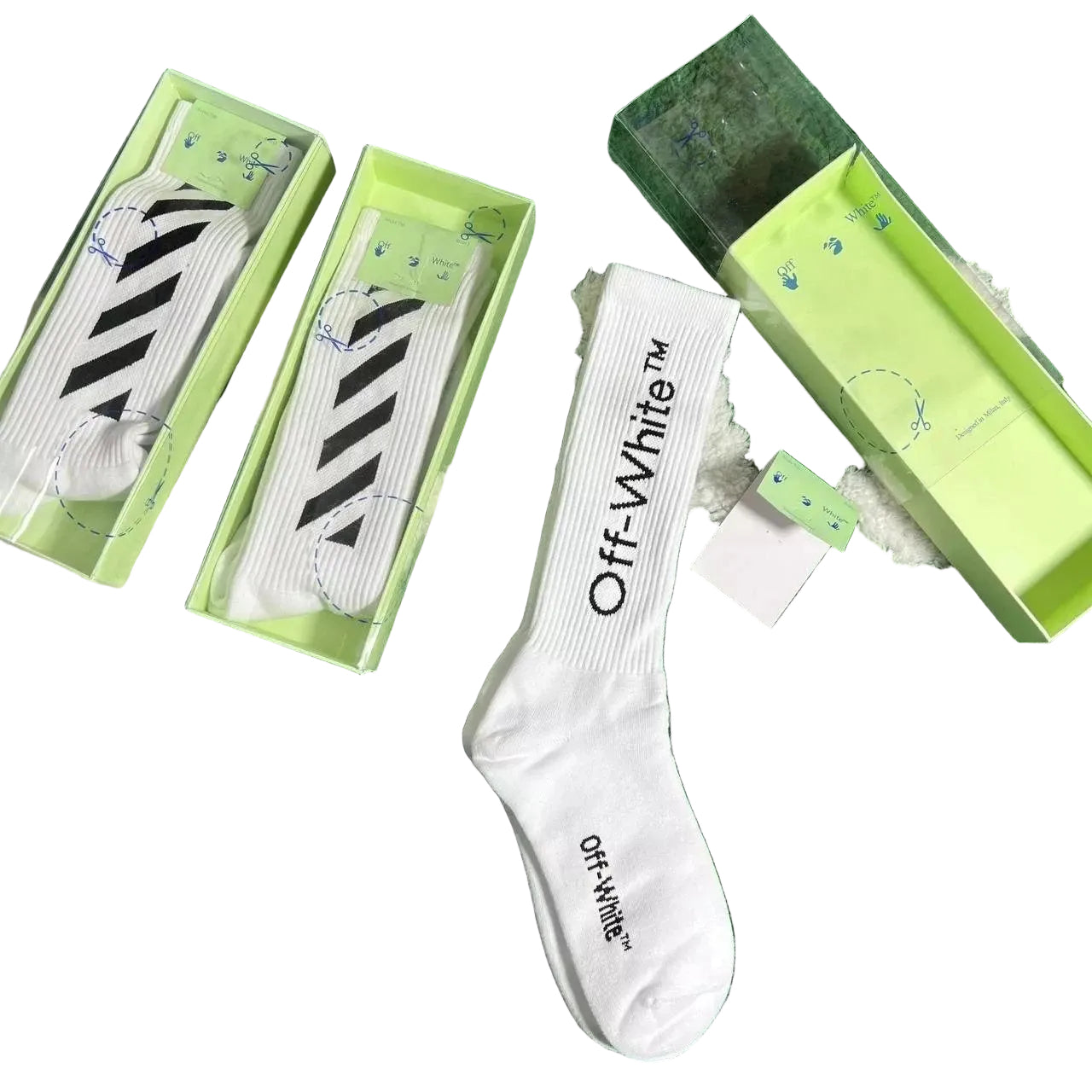 OFF-WHITE Diag Helvetica Long Socks