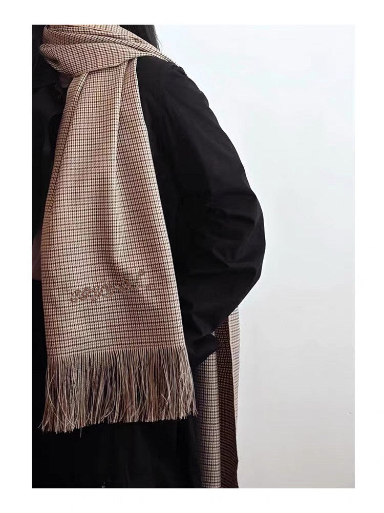 Cgyyds Houndstooth Handmade Tassel Scarf And Neck Warmer ''BROWN''