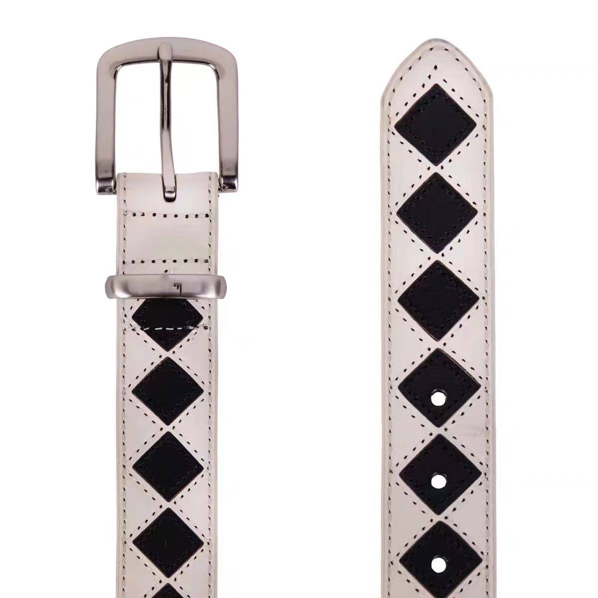 Stussy Argyle Stitch Leather Belt 'white'