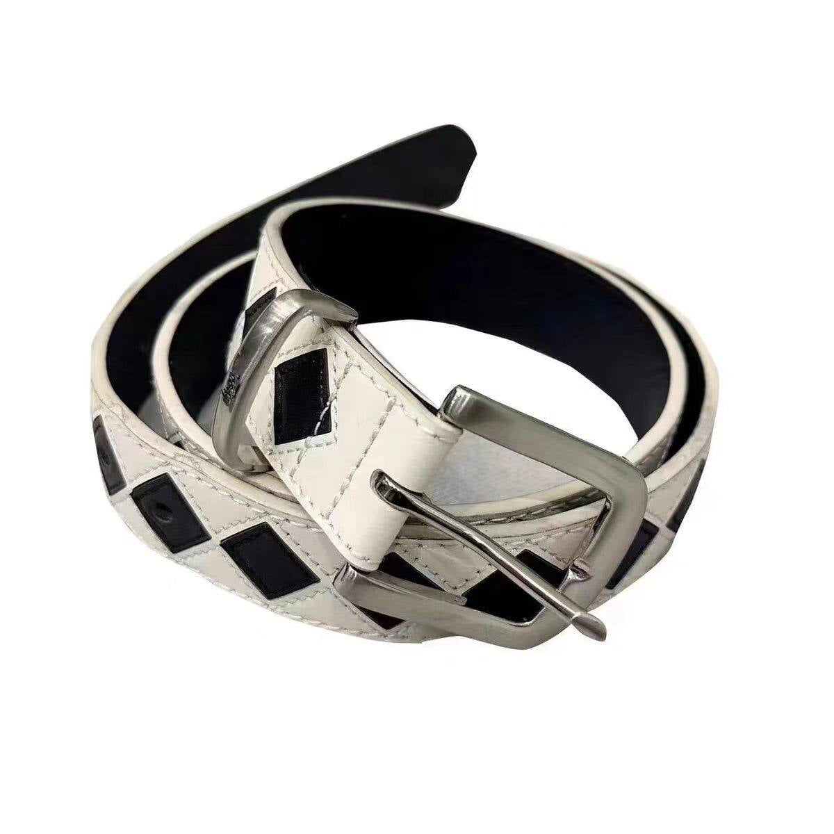 Stussy Argyle Stitch Leather Belt 'white'