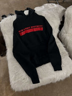 Alexander Digenova Red Light
Zone Crack Print Washed
Distressed Hoodie Sweatshirt