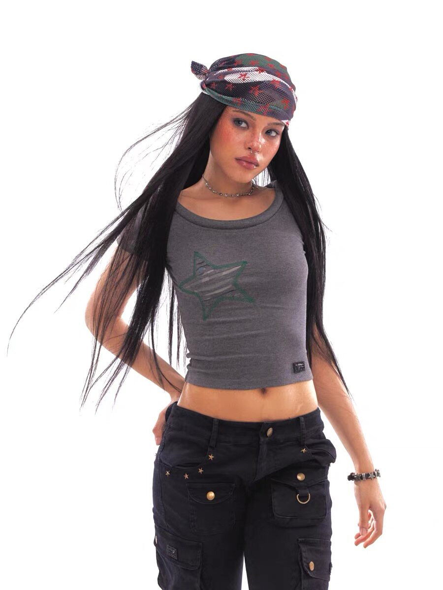 Cgyyds 26SS Camouflage Star Mesh Headscarf